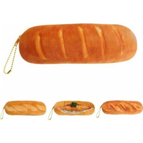Cartoon French Bread Pencil Case Large Capacity Pen Bag Student Stationery School Trave Makeup Storage Tool