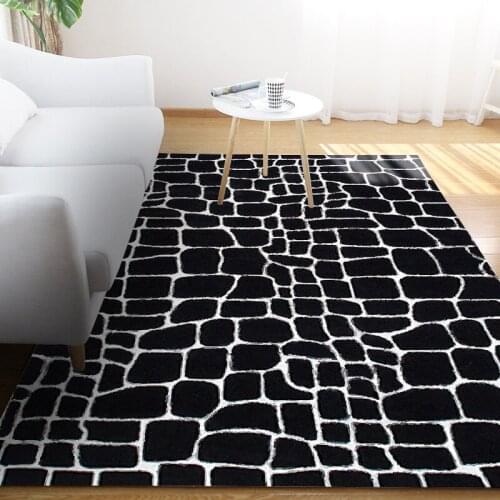 Black/White Geometric Pattern Carpets For Living Room Bedroom Decor Rug 3D Printed Kids Floor Play Room Mat Area Game Child Rugs