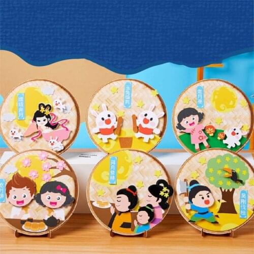 Kids DIY Stickers Mid-Autumn Festival Assemble Handmade Children Recognition Training Education Toy Puzzle Games Girl Boy Gifts