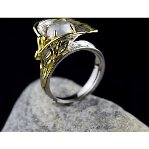 The character of the new fashion womens silver moon moon goddess Calla true to life S925 ring