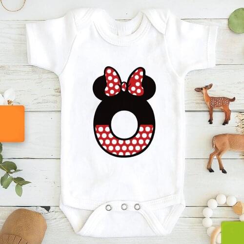 Font A B C D E F G Baby Onesie Custom Name Disney Minnie Mouse Letter Combination Toddler Romper Print Newborn Bodysuits 0-24M