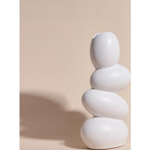 Creative White Egg Shape Flower Vase Ceramic Decorative Art Vase Filler Tabletop Container Nordic Home Office Collectibles Decor