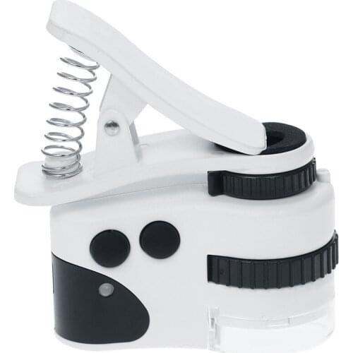 50X 15mm LED Cell Phone Microscope Rechargeable Rotary Type Universal Clip-type Cellphone Microscope Magnifier