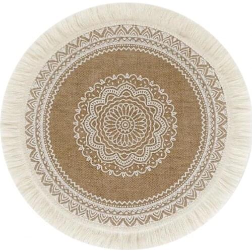 Fashion Rattan Trivet Mats Heat Insulation Handmade Cotton Flax Dining Table Non-Slip Placemat for Kitchen Woven Jute Coasters