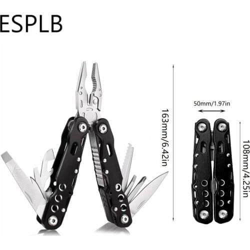 ESPLB 14 in 1 Stainless Steel Pocket Multitool Knife Pliers for Outdoor Survival Camping Fishing Hiking Hunting with Sheath