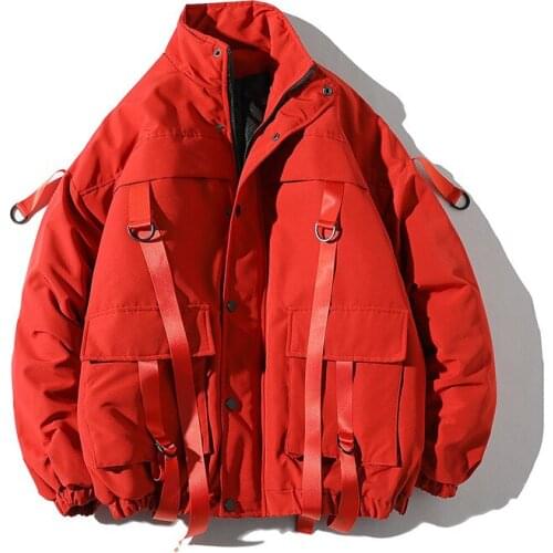 Men Winter Jacket Coats Casual Windbreaker Mens Parka Hip Hop Band Design Thick Warm Coats Man Streetwear Outwear Clothes