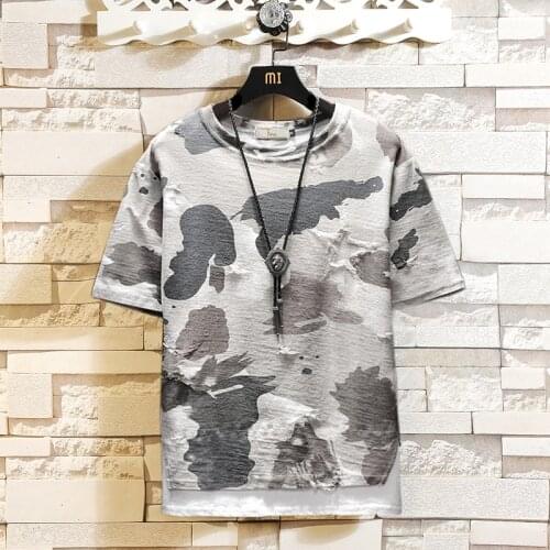 Men T Shirts Short Sleeve Streetwear Camouflage Style Fashion Slim Fit Military Top Shirts