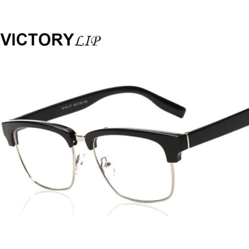 VictoryLip Square Half Frame Brand Designer Cool Big Sun Glasses Clear Lens Men Eyewear Women Fashion Female Optics Eyeglasses