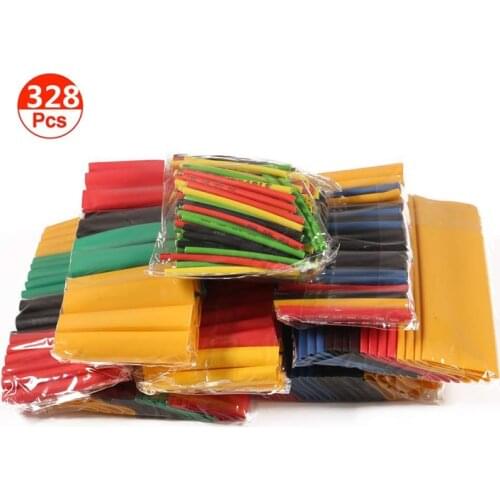328Pcs 8 Sizes Assortment Sleeving Insulated Wrap Tubes Multi Polyolefin 2:1 Halogen-Free Heat Shrink Tubing Tube Kit