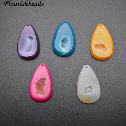 Various Color Natural Geode Druzy Agate Pear Shape Stone Pendants DIY Jewelry making supplies