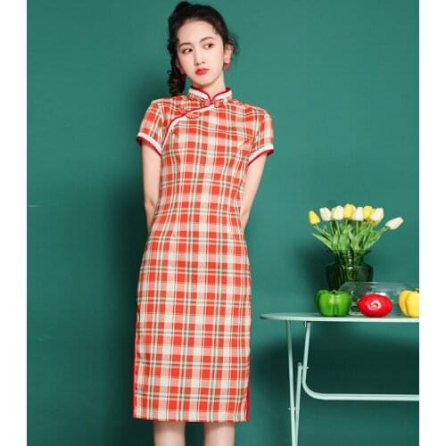 Summer New Womens Young Retro Republic of China Style Improved Cheongsam Old Shanghai Daily Slim Dress