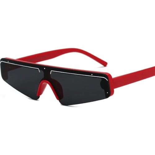 New Fashion Rimless Flat Top Sunglasses Women Red Frame Fashion Sun Glasses For Men Brand Designer Female Shades Oculos de sol