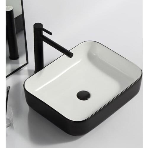 Origin supply ceramic counter basin bathroom washbasin square household black and white balcony sink
