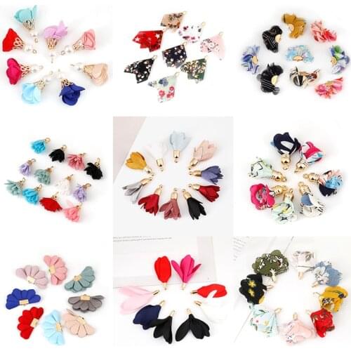 Mix Color 18-60mm multi Flower Tassel Pendent for Earrings Material Findings Jewelry Handmade Tassel Earrings