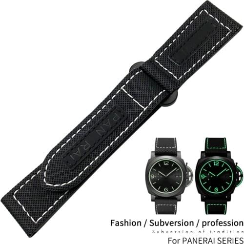 24mm New Style Velcro Nylon Fiber Noctilcent Watch Band Fit for Panerai PAM 01662 01119 LUMINOR High Quality Hook Loop Strap