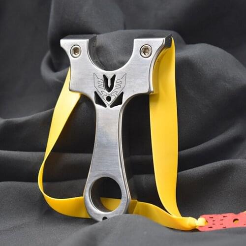 Stainless Steel Mirror Slingshot New Hollow Decoration Flat Rubber Band Fast Press Professional Outdoor Catapult for Hunting