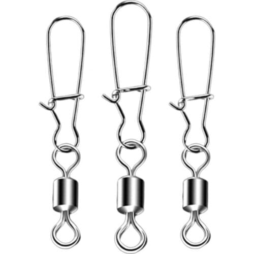 60% Hot Sale 50Pcs Stainless Steel Sea Fishing Rolling Swivels Connector Hook Pin Fish Tackle Fishing Accessories
