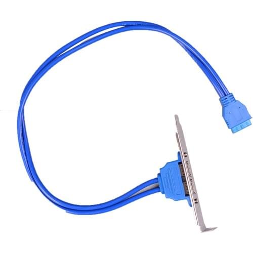 High Speed USB 3.0 Back Panel Expansion Bracket to 20-pin Header Cable (2-port) Motherboard for PC Cable Adapter