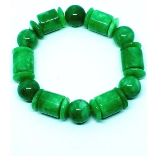 Natural Green Jade Beads Amulet Elastic Bracelet Fashion Temperament Jewelry Gems Accessories Gifts Wholesale
