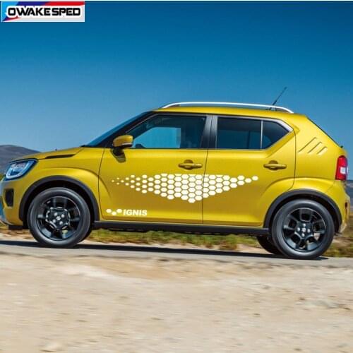 1 Set Car Sticker Body Door Side Skirt Vinyl Decal For SUZUKI-IGNIS Auto Racing Decal Hexagonal Grahpic Accessories