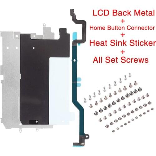 10set Home Button Mainboard Connector Flex Cable+LCD Screen Back Metal Plate+Full Set Screws+Heat Sink Sticker For iPhone 6 Plus