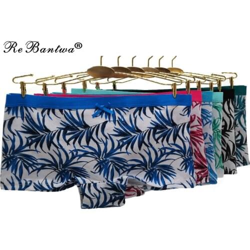 10 Pcs/Set Sexy Womens Panties Boxer Cotton Underpants Female Underwear Plus Size Ladies Shorts Kawaii Print Girls Boyshort