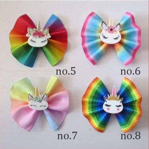 200 BLESSING Girl 3" Fan Hair Bow Clip Colorful Unicorn Accessories Wholesale