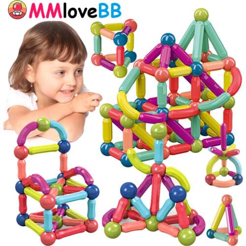36-144PCS Constructor Variety Magnetic Rod Building Blocks Magnetic Construction Set Early Learning for Children Toys Gift