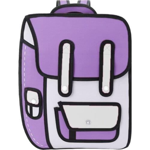 3D Jump Style 2D Drawing From Cartoon Paper Backpack Shoulder Bag Comic Bookbag