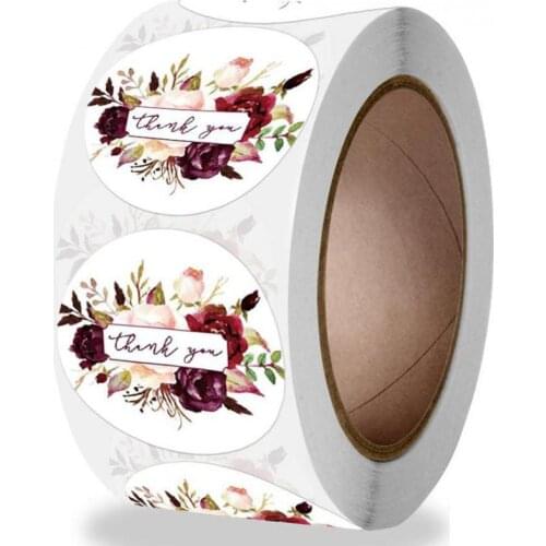 Flower Thank You Stickers 500pcs Gift Decoration Sticker for Order, Wedding, Christmas, Birthday, Business Shipping Seal Labels