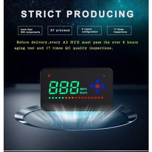 A2 HUD 3.5 inch GPS Car Head Up Display Compatible with All Car Speed Projector GPS Digital Car Speedometer Windshield Projector