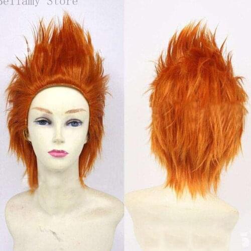 Anime Danganronpa Leon Kuwata Cosplay hairwear Style short Orange Wig+Wig Cap