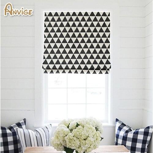 Anvige Modern Triangular Geometry Printed Roman Shade Rollor Blind Window Curtains For Living Room