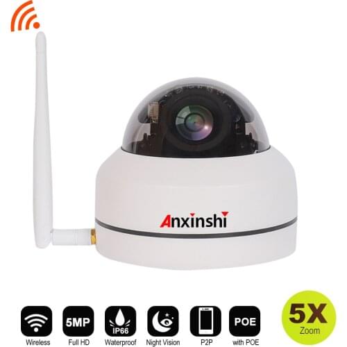 Wireless network 5mp 5x optical zoom H.265 Wifi camera metal waterproof Onvif P2P motion detection IR night vision PTZ IP camera