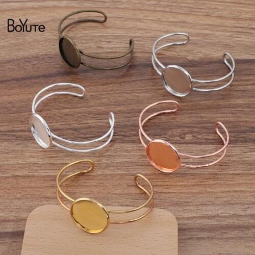 BoYuTe (5 Pieces/Lot) 65*60MM Metal Brass Bracelet Base with 20MM 25MM Cabochon Blank Tray Diy Handmade Jewelry Accessories