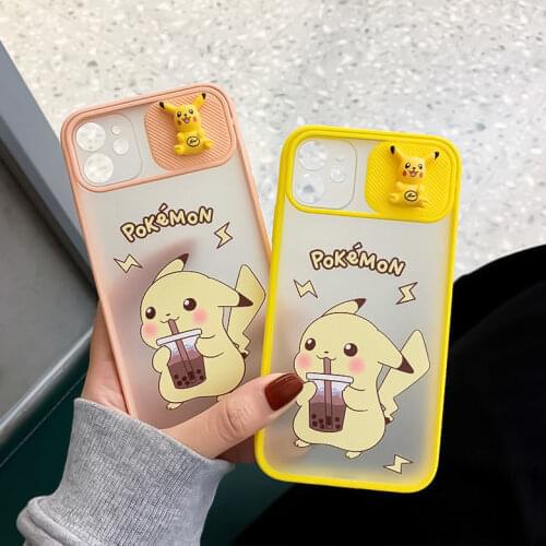 TAKARA TOMY Pokemon Cute Milk Tea Pikachu Phone Case for IPhone 6S/7/8P/X/XR/XS/XSMAX/11/12Pro/12min Phone Couple Case Cover