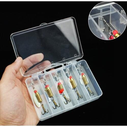 5 Compartments Storage Case Fly Fishing Baits Spoon Hook Bait Tackle Plug Case Box Waterproof Fishing Tackle Boxing Pesca