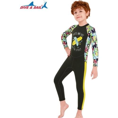 Dive&Sail 2.5MM Neoprene Scuba Wetsuits Kids Full Body Thermal Protective Diving Bathing Swim Suit For Children Surf jellyfish