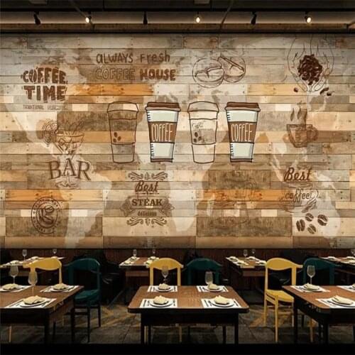 Custom wallpaper mural hand-painted coffee dessert background wall high-grade wall cloth