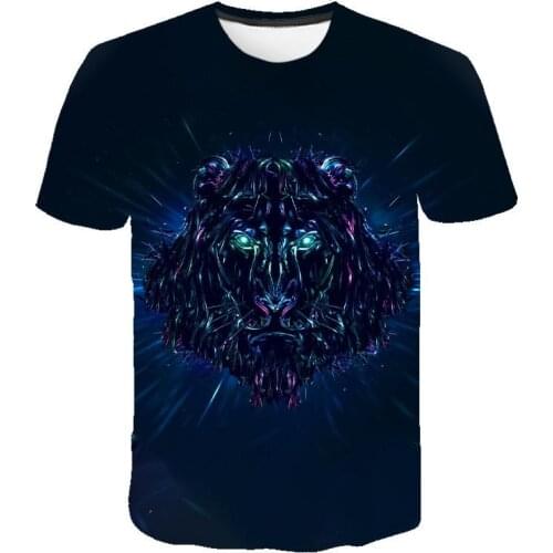 Summer Color Printing mens T-shirt lion Pattern O-neck 3D hip-hop Short-Sleeved t-shirt New Fashion Casual Breathable t shirt