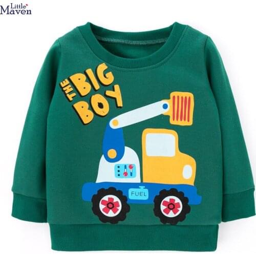 Little Maven New Autumn Spring Children Green Fleece Truck Cotton Full- sleeved 2-7yrs O-neck Boys Hoodies Sweaters