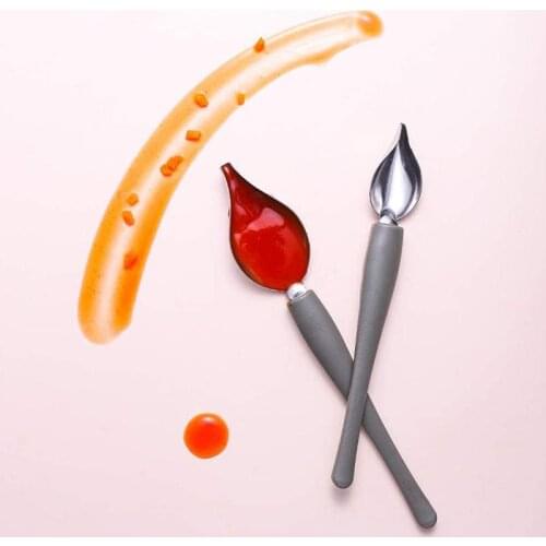 2pcs Chef Decoration Pencil Anti-slip Accessories Draw Tools Stainless Steel Portable Sauce Painting Coffee Spoon Kitchen Home