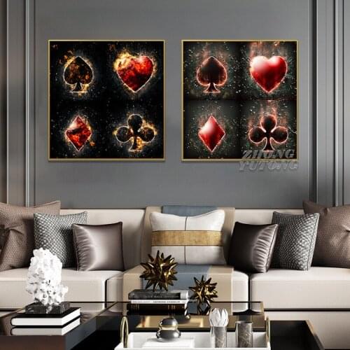 Spade Heart Diamond Club Card Posters and Prints on The Wall Canvas Painting Nordic Wall Art Pictures Cuadros Home Decoration