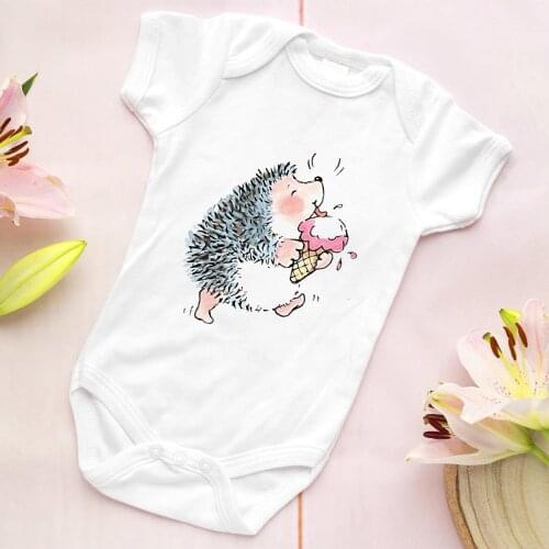 New Toddler Jumpsuits Hedgehog With Ice Cream Infant Clothes Spring Summer Vintage Vogue Baby Girl Boy Ropa De Debe Niña
