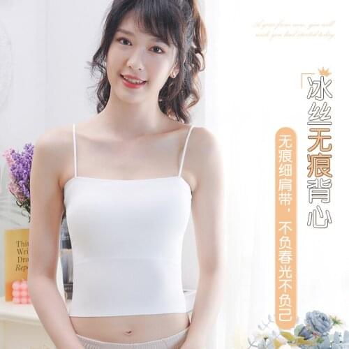 Beautiful Back Ice Silk Seamless Tube Top Anti-Glare Small Camisole Students Base Underwear Women Mid-length Thin Section