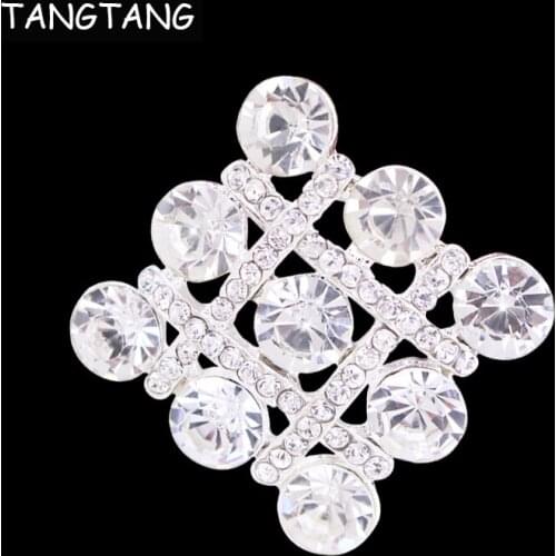TANGTANG Square Brooch Pin Crystal Scarf Costume Jewelry Clothes Accessories Jewelry Brooches For Wedding Femme Brooch For Girl
