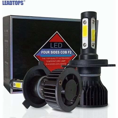 LEADTOPS 2PCS H4 H7 H11 LED car headlight H1 H3 H27 9005 9006 4-sided COB car fog light 6000K car LED headlight 60W 12V DJ