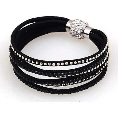 Magnetic bracelets crystal bracelet with multilayer velvet bracelets with pave crystal magnetic clasp B1440