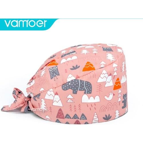 Medical scrubs High Quality Cotton dental medical scrubs cap women printing nurse hat pet Health service hat nursing accessories