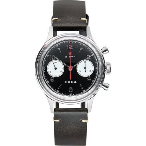 Genuine Redstar Air Force pilot chronograph pilot watch movement Mens Watch leather acrylic strap Colourful Dazzle 6807g